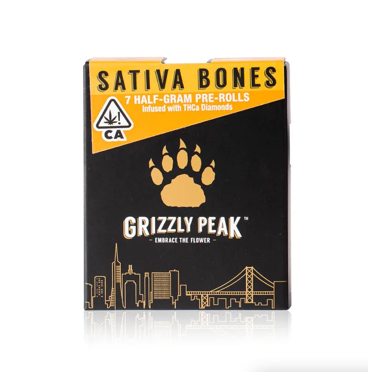 SATIVA BONES 0.5G DIAMOND INFUSED PREROLL 7 PACK
