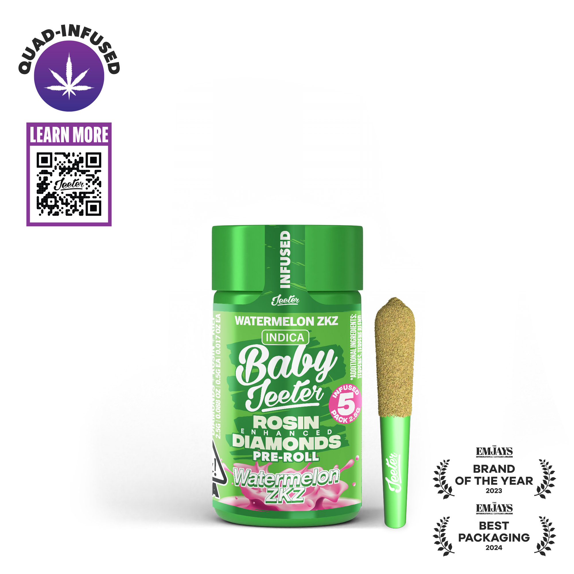 WATERMELON ZKZ BABY JEETER 0.5G INFUSED 5 PACK